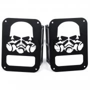 KAWELL Skull Gas Mask Black Light Guard Protector For 2007-2016 Jeep Wrangler 2/4 door Sport X Sahara Unlimited Rubicon Rear Taillights ( Tail Light ) Cover - Pair