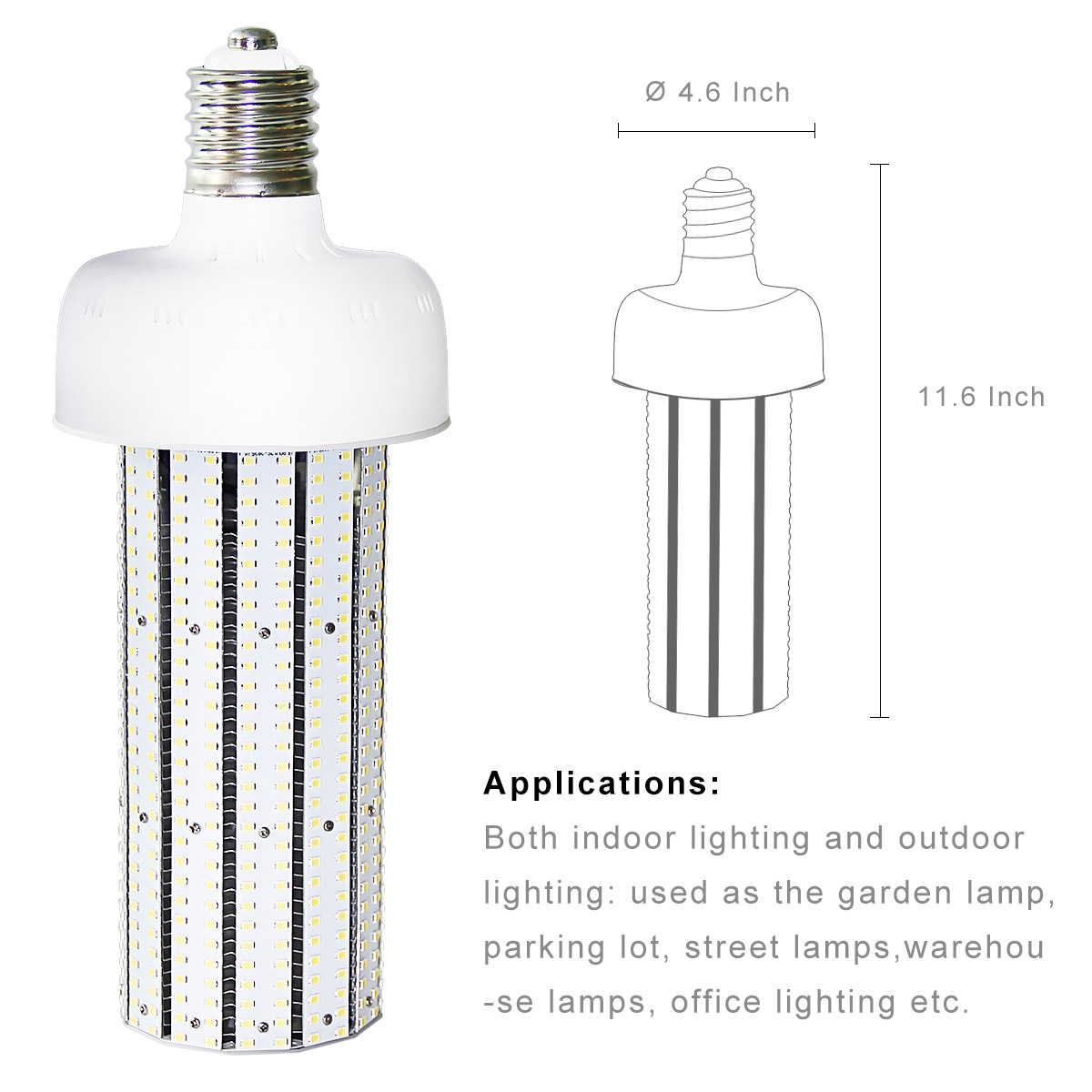 KAWELL 80W LED Corn Light Bulb E39 Large Mogul Base Street/Area Light, for Fixtures HID/HPS/Metal Halide or CFL, 9600 lumen 6500K Daylight 360°Flood Light, UL Listed, TUV-Qualified, DLC Certified 
