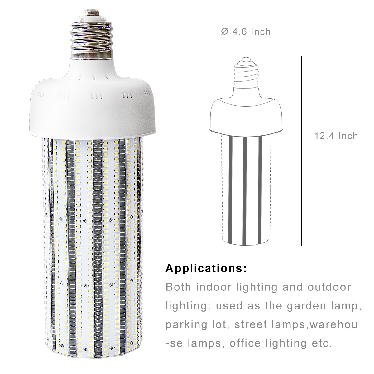 KAWELL 100W LED Corn Light Bulb E39 Large Mogul Base LED Street/Area Light Bulb, for Fixtures HID/HPS/Metal Halide or CFL, 12000 lumen 5000K (Crystal White Glow) UL Listed TUV-Qualified DLC Certified 