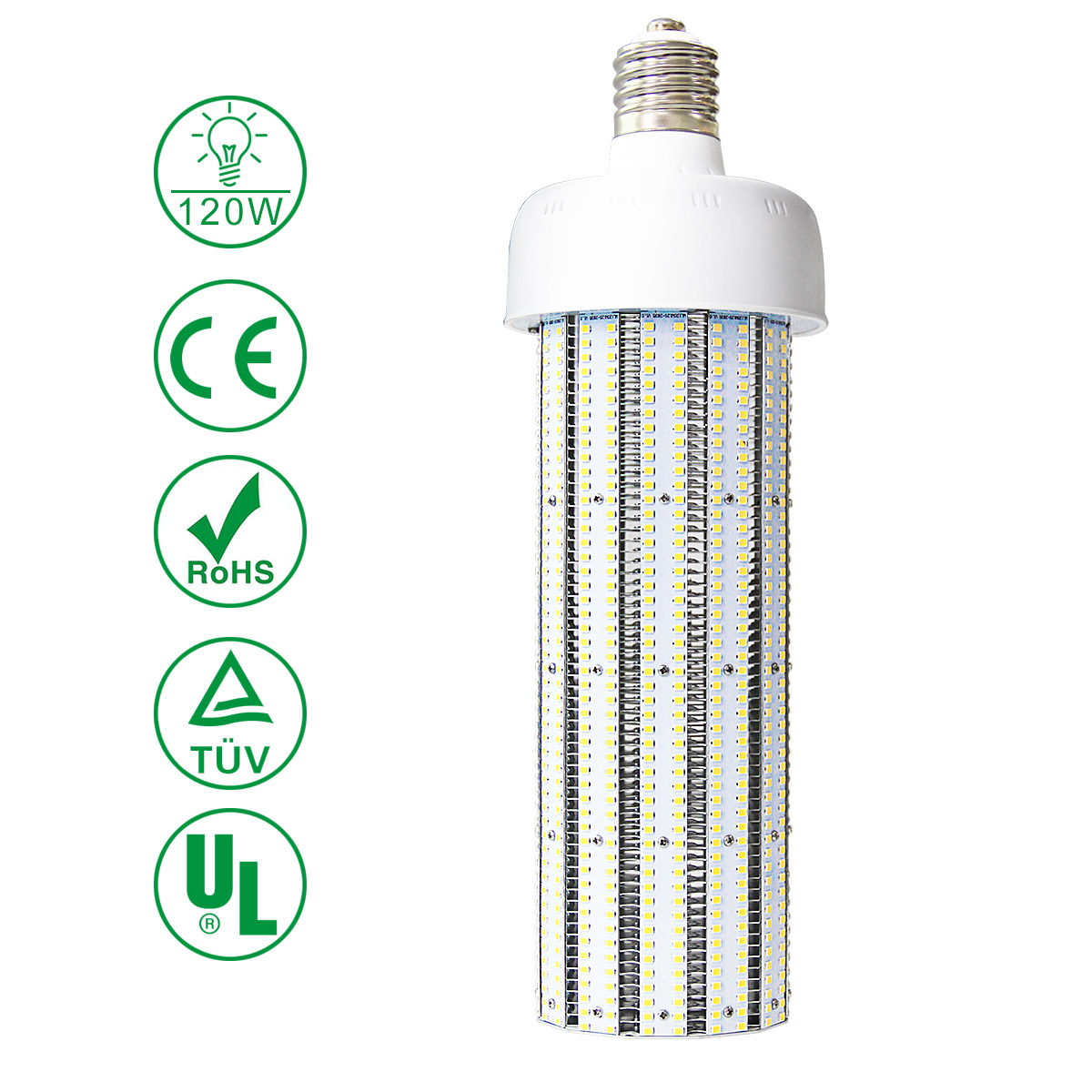 KAWELL 120W LED Corn Light Bulb, E39 Large Mogul Base LED Street/Area Light, Replacement for Fixtures HID/HPS/Metal Halide or CFL, 14400 lumen 3200K (Warm White) UL Listed TUV-Qualified DLC Certified 