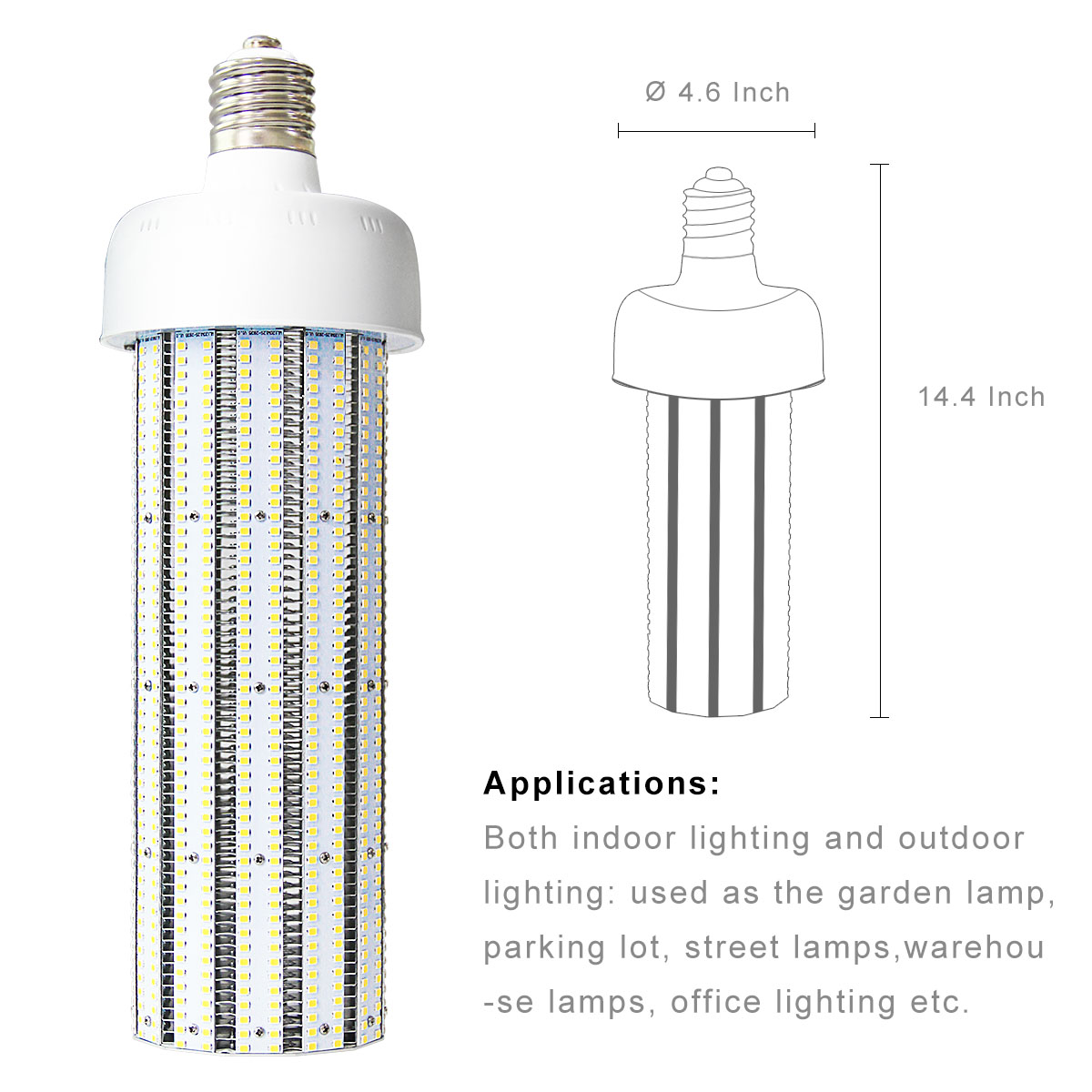 KAWELL 120W LED Corn Light Bulb E39 Large Mogul Base LED Street/Area Light Bulb for Fixtures HID/HPS/Metal Halide or CFL, 14400 lumen 5000K (Crystal White Glow) UL Listed TUV-Qualified DLC Certified 
