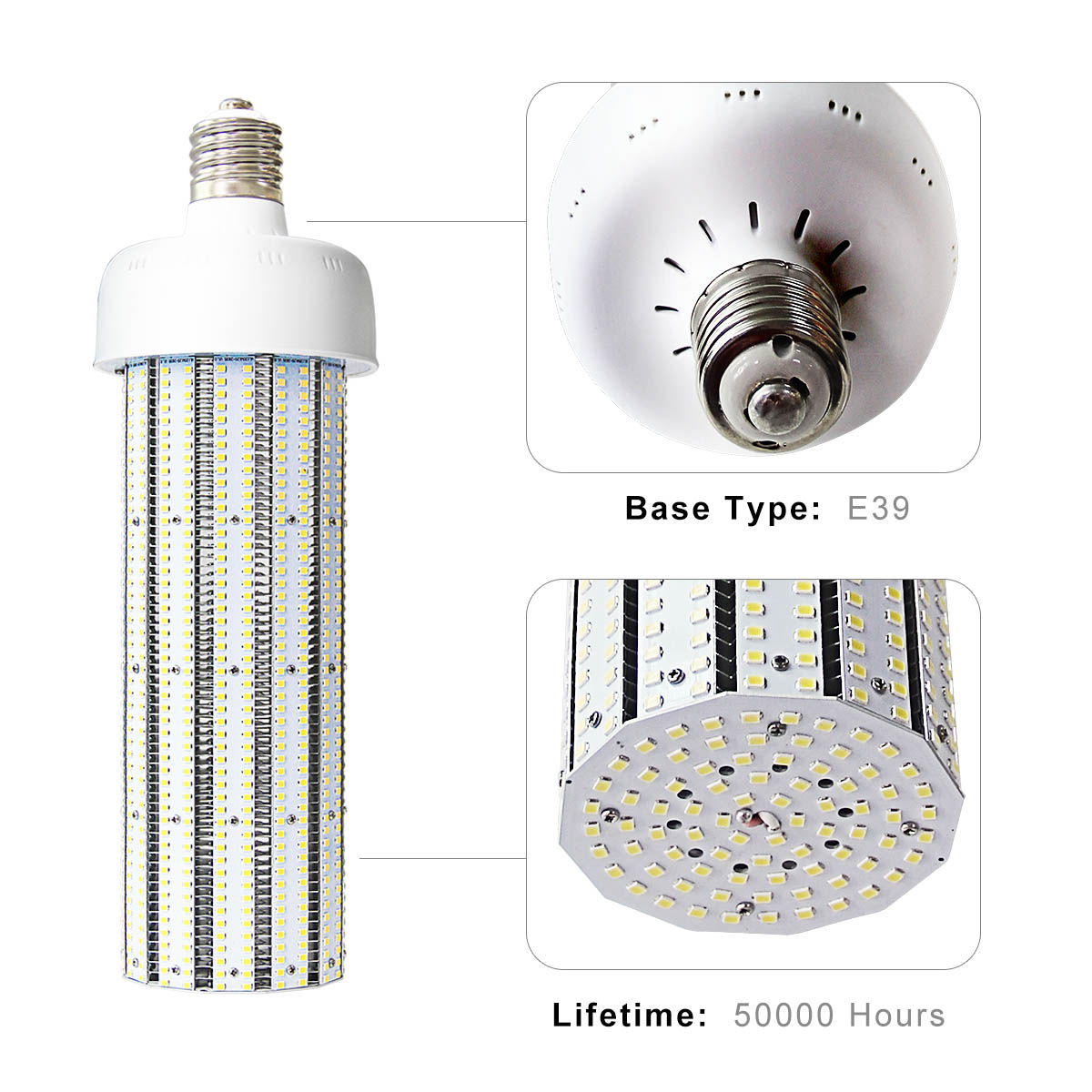 KAWELL 120W LED Corn Light Bulb E39 Large Mogul Base Street/Area Light Bulb for Fixtures HID/HPS/Metal Halide or CFL, 14400 lumen 6500K(Daylight) 360°Flood Light UL Listed/TUV-Qualified/DLC Certified 